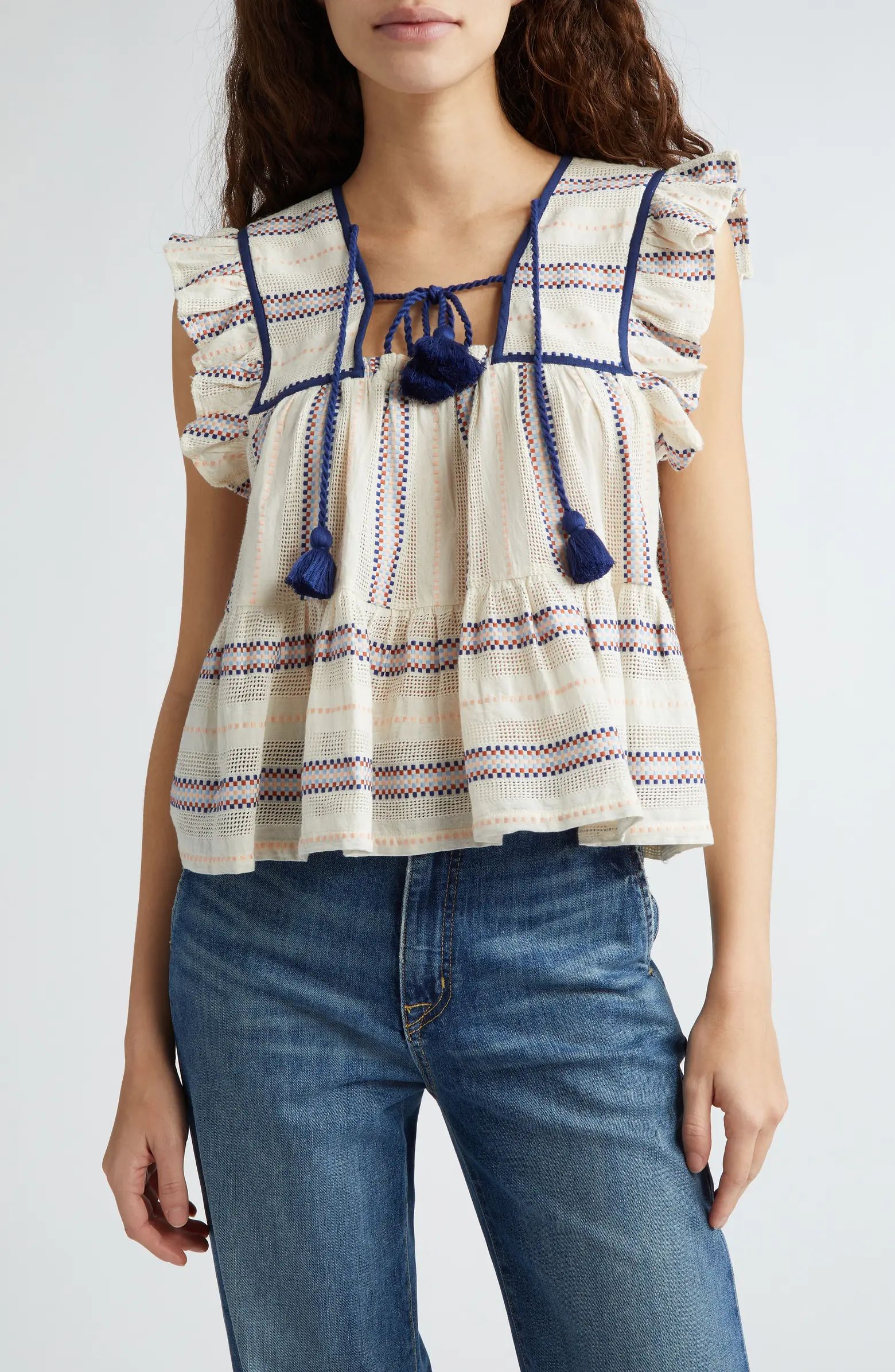 Chelsea Ruffle Cotton Blend Top | Nordstrom