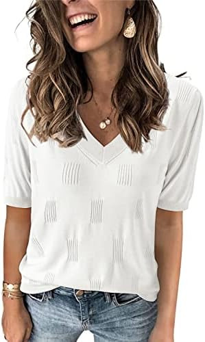 Arach&Cloz Women's Lightweight Fall Sweater Tops Casual Short Sleeve Blouses Shirts | Amazon (US)