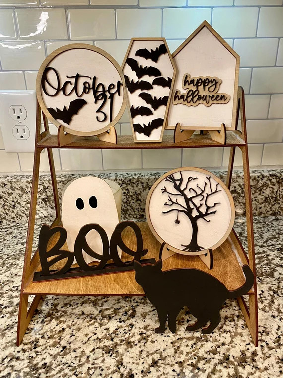 Halloween Tiered Tray Fall Tiered Tray Decor Spooky Decor - Etsy | Etsy (US)