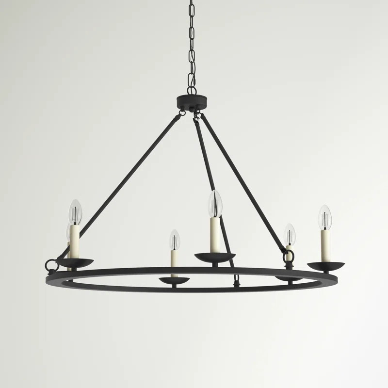 Pickensville 6 - Light Dimmable Wagon Wheel Chandelier | Wayfair North America
