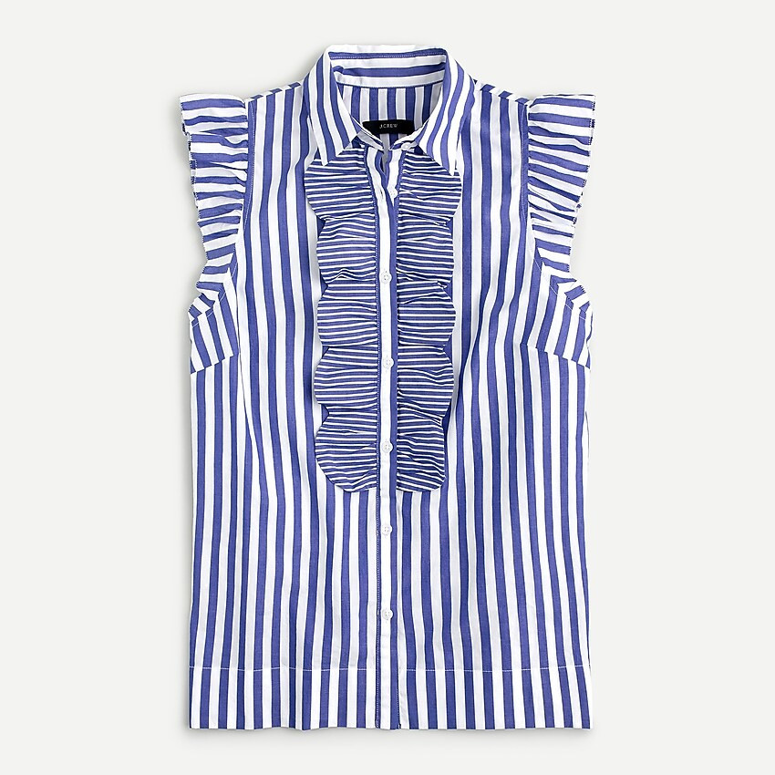 Sleeveless ruffled button-up top in mixy stripe | J. Crew US