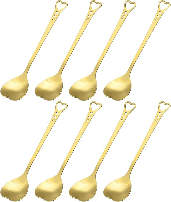 uxcell 8Pcs Heart Shape Spoons Stainless Steel 5.7 Inch Dessert Spoons Coffee Spoon Teaspoon Stir... | Amazon (US)