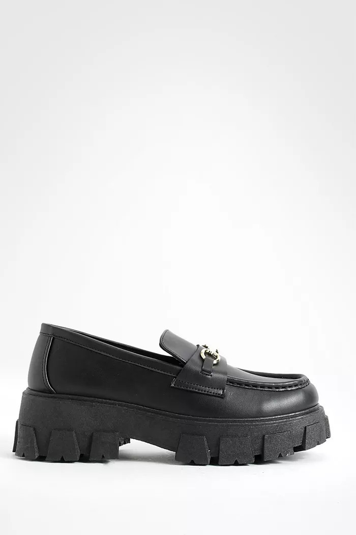 Chunky Lug Sole Metal Trim Loafers | boohoo (US & Canada)