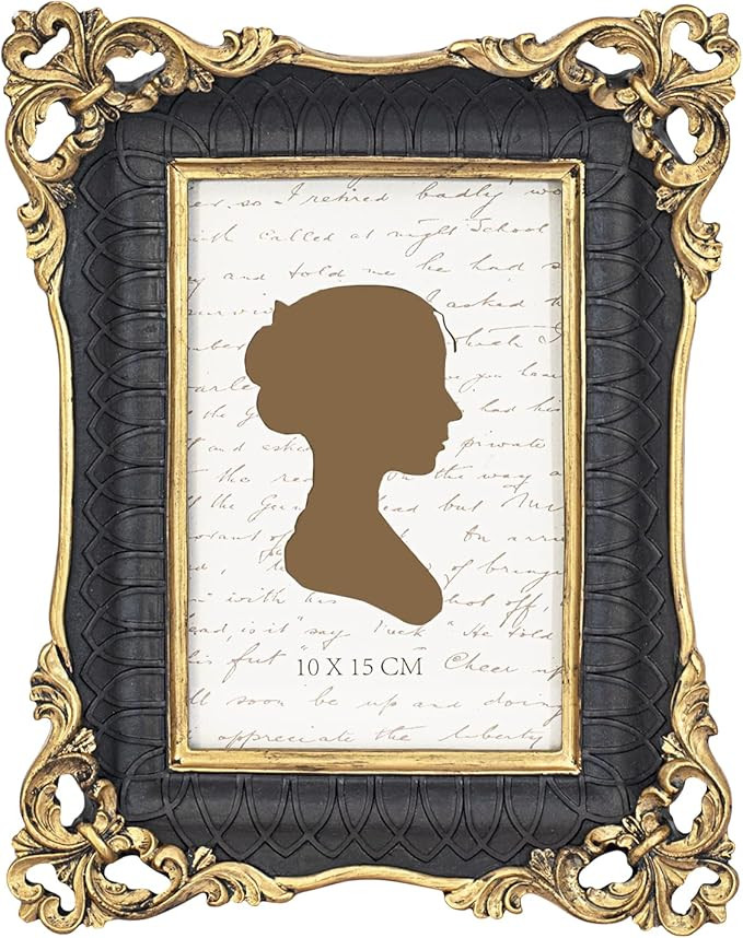 AELS 4x6 Inch Vintage Black Picture Frame, Elegant Antique Photo Frames with Glass Front, Photo D... | Amazon (US)