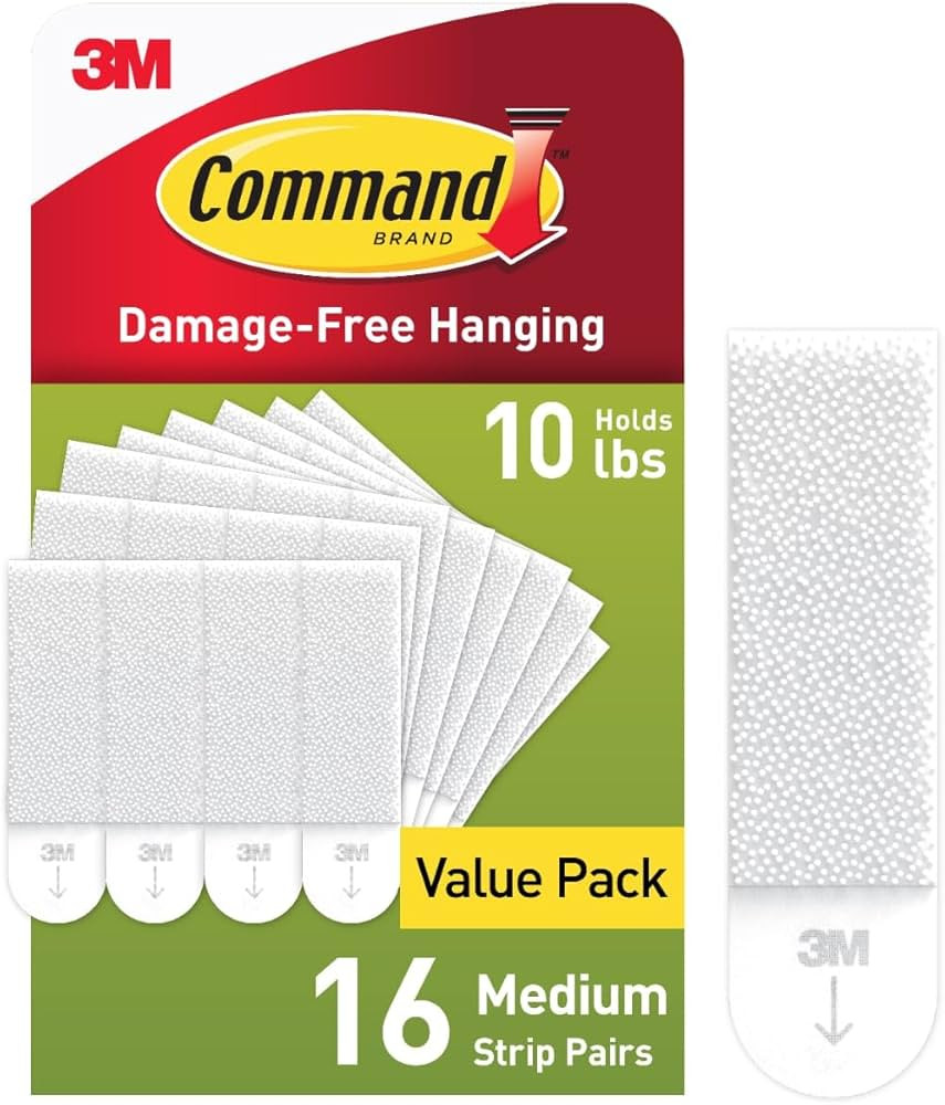 Command 10 lb Medium Picture Hanging Strips 16 Pairs (32 Command Strips), Damage-Free Hanging Pic... | Amazon (US)
