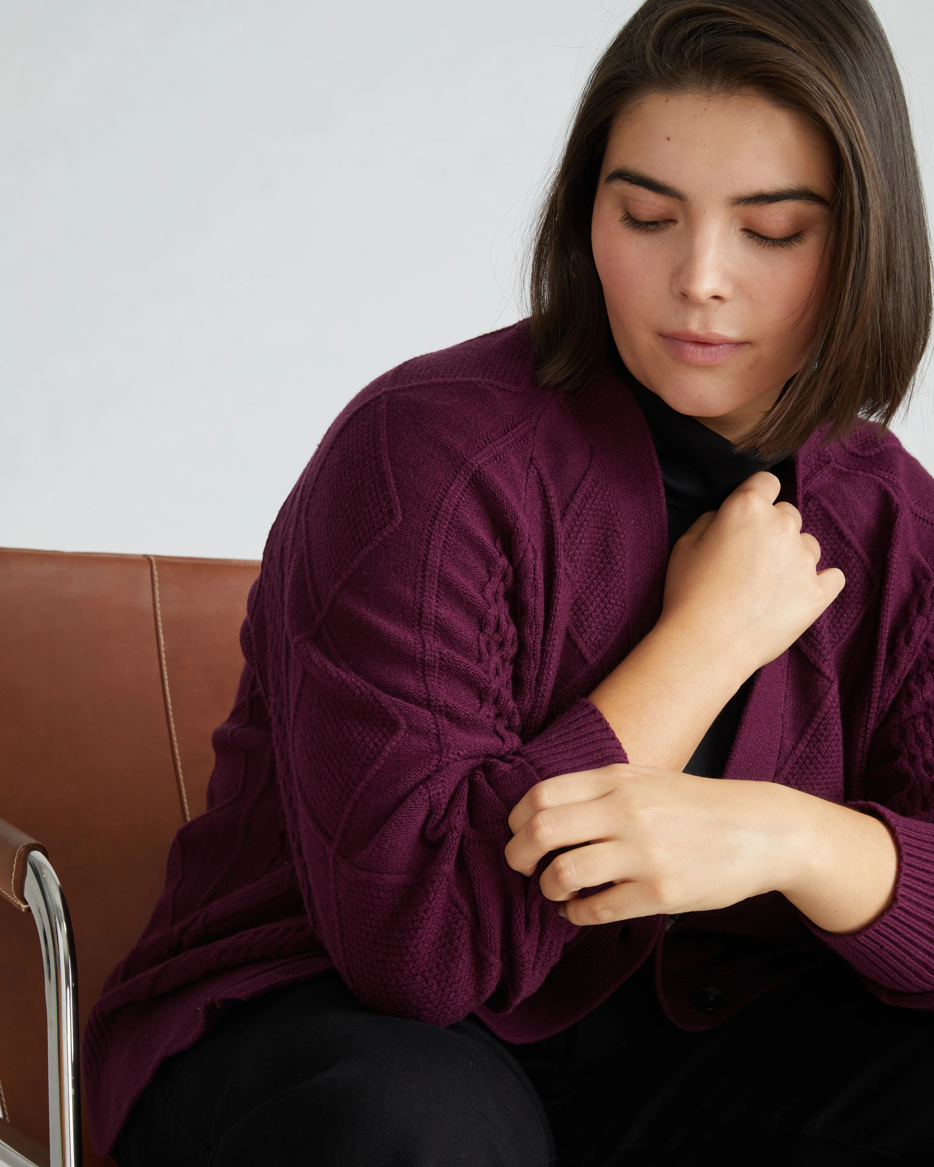 Cable Knit Cardigan - Acai | Universal Standard