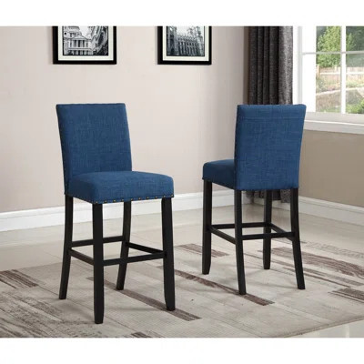 Bar Stools 2 - Hardwood, Nailhead Trim, 44"H, 30"H Seat, 16"X23" Dimensions 2 Seat Height, 16"X23 | Wayfair North America
