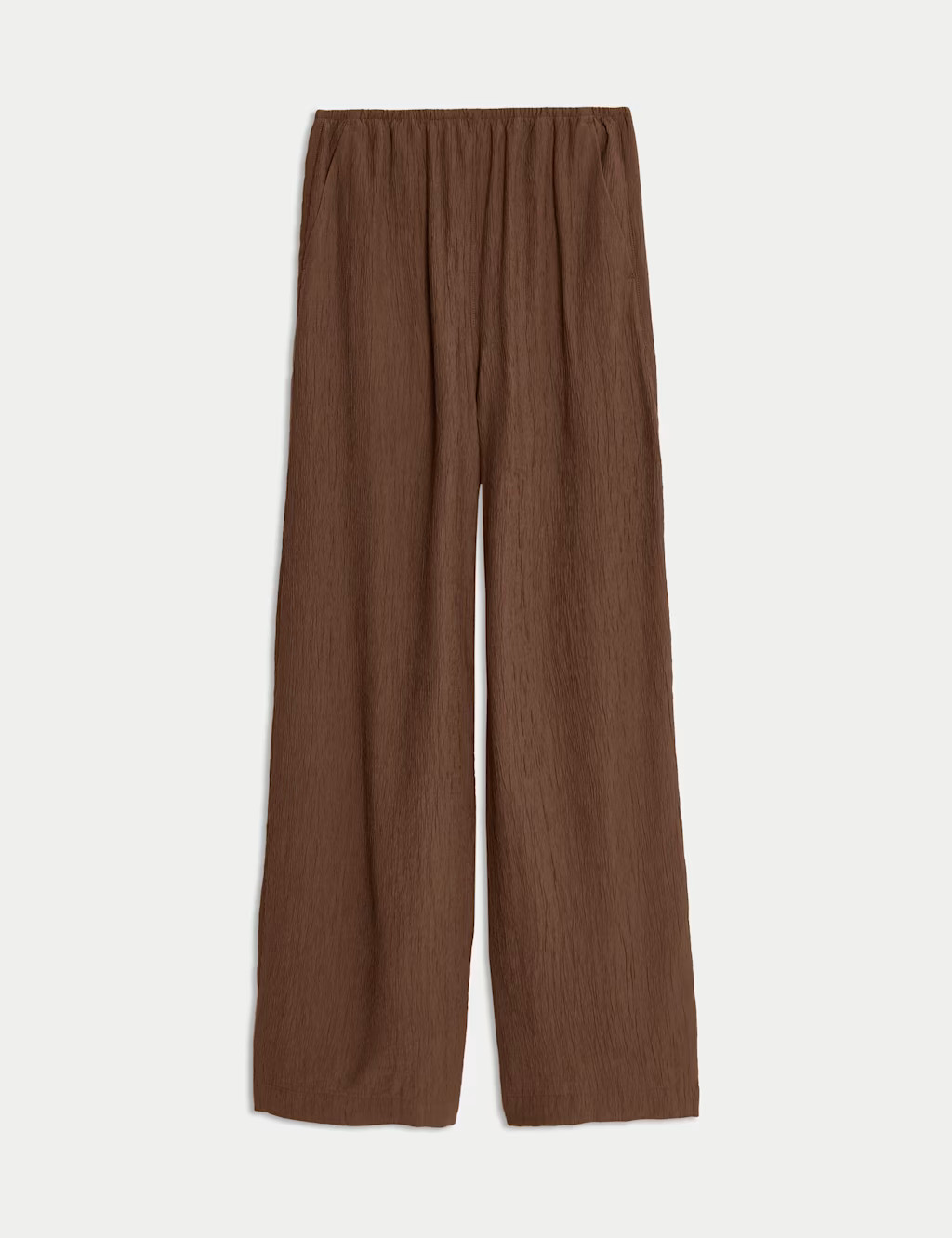 Viscose Rich Crinkle Elasticated Waist Wide Leg Trousers | Marks & Spencer (UK)