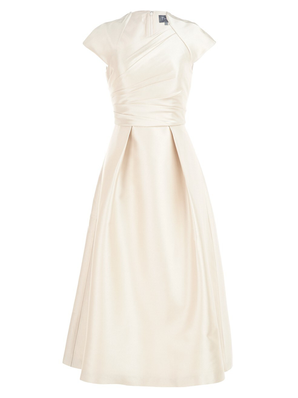 THEIA Ruche Faille Satin A-Line Dress | Saks Fifth Avenue