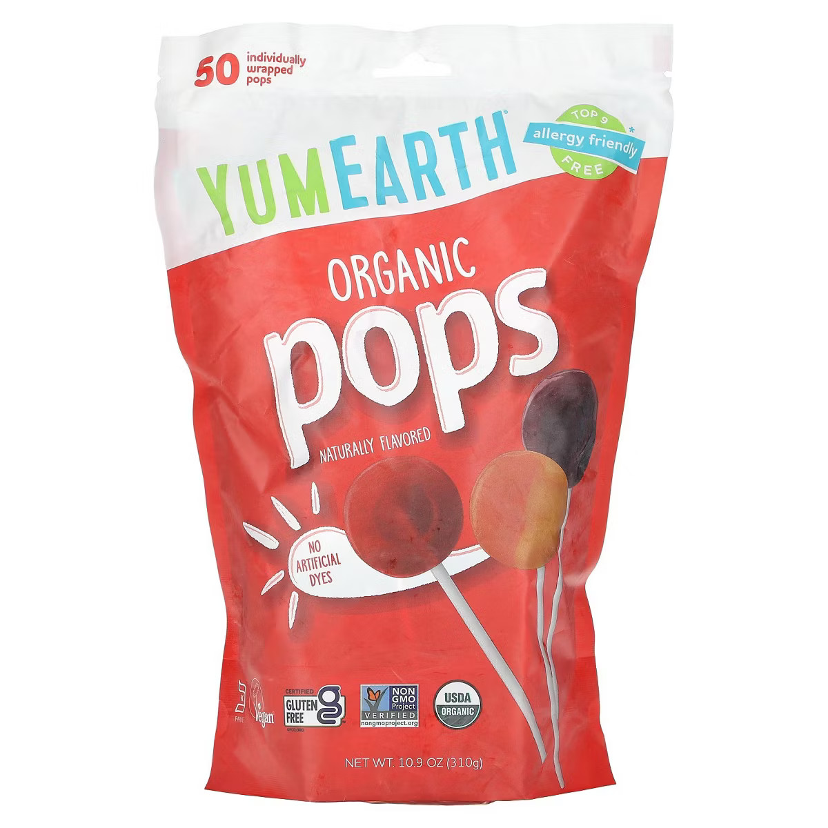 YumEarth Organic Pops, Assorted Flavors, 50 Pops, 10.9 oz (310 g) | Target
