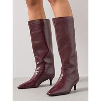 V By Very Pull On Knee High Boot &Ndash; Burgundy | Very (UK)