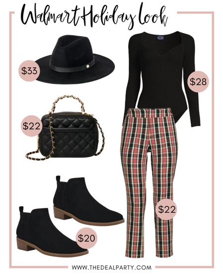 Holiday Look | Holiday Outfit | Walmart Fashion | Walmart Deals | Black Hat | Printed Pants | Black Bodysuit 

#LTKunder50 #LTKSeasonal #LTKHoliday