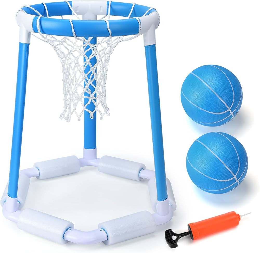 Perbyste Floating Pool Basketball Hoop - Swimming Pool Basketball Hoop Poolside Set with 2 Balls and | Amazon (US)