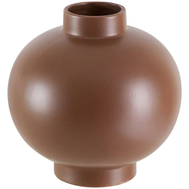 Beautiful 7.5" x 7.5" x 7.5" Cognac Ceramic Vase by Drew Barrymore - Walmart.com | Walmart (US)