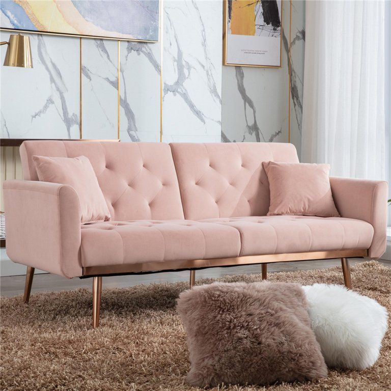 Sofa Sleeper, SEGMART Modern Fabric Sofa Sleeper Bed with Armrest, Pink Convertible Futon Sofa Be... | Walmart (US)