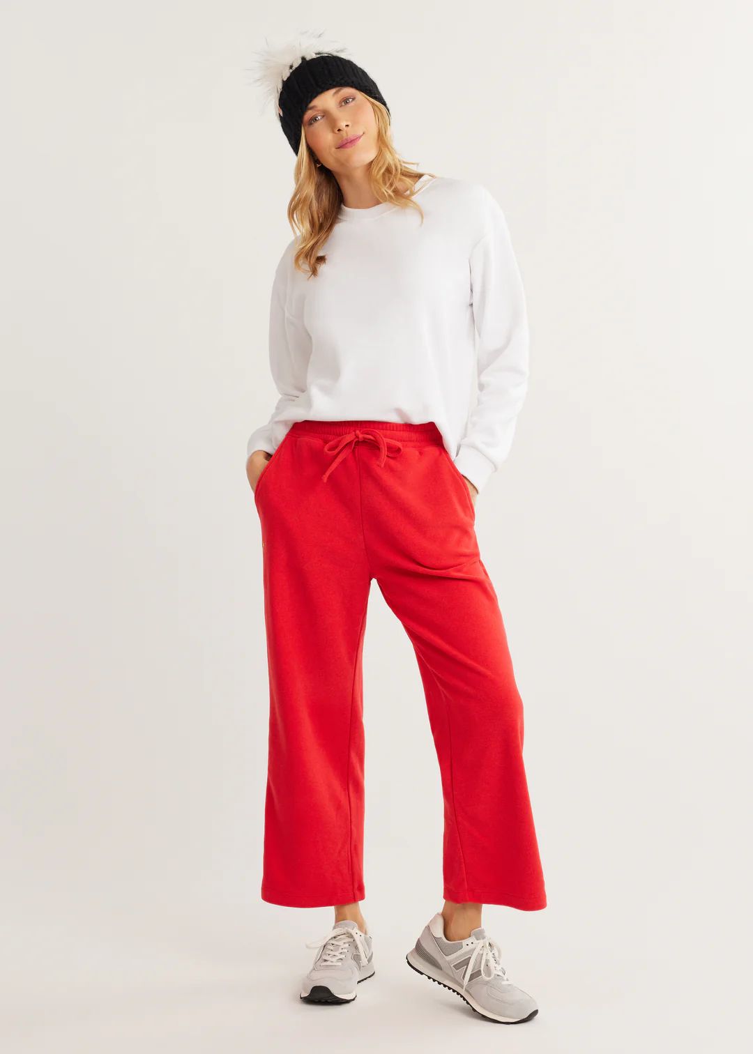 Chateau Lounge Pant in Terry Fleece (Red) | Dudley Stephens