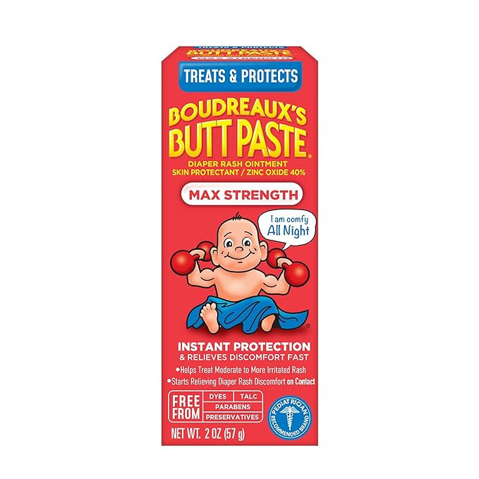Boudreaux's Butt Paste Maximum Strength Diaper Rash Cream, Ointment for Baby, 2 oz Tube | Amazon (US)