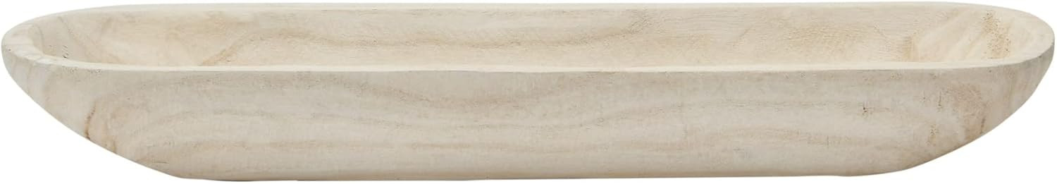 Creative Co-Op Decorative Paulownia Wood Bowl, White Tray | Amazon (US)