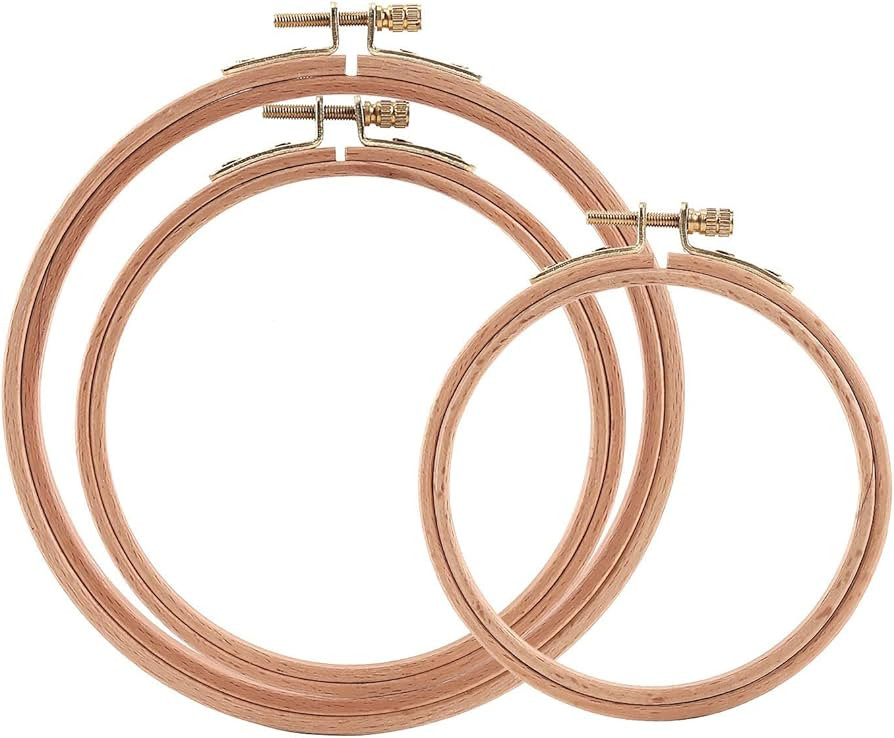 Sherbo 3 Pieces Beech Wood Embroidery Hoops Set by 4 Inch to 6 Inch Circle Hoop Ring Cross Stitch... | Amazon (US)