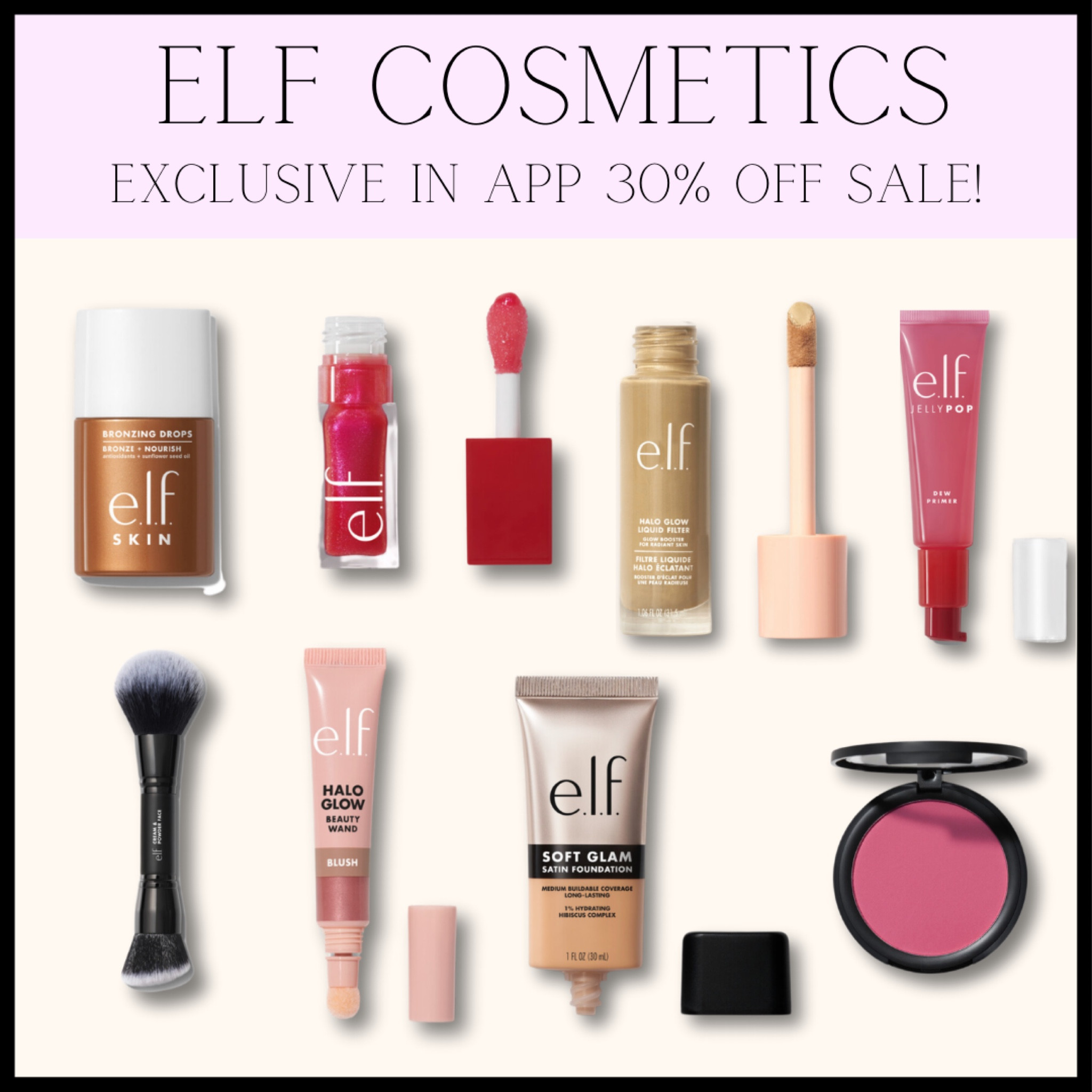 Exclusive elf sale!! These are some of my holy grails! From their jellypop line to their new bronzing drops there is something you NEED! Love elf’s quality and affordable prices! Happy shopping !!

#LTKSummerSales #LTKxelfCosmetics #LTKxWalmart