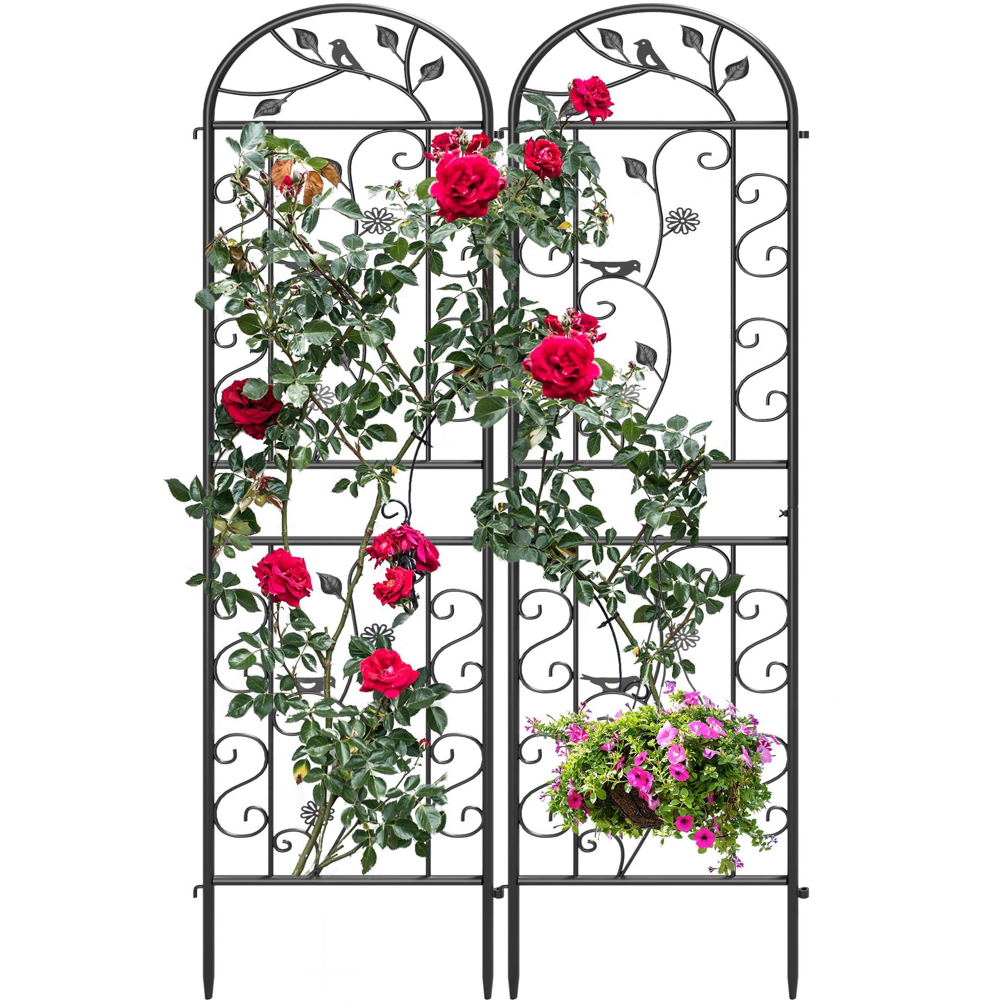 YITAHOME 2 Pack 87x20in Garden Trellises, Black Metal Coated Rustproof Trellis for Climbing Plant... | Amazon (US)