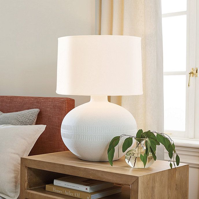 Hanley White Ceramic Sphere Table Lamp Base & Drum Shade 20 inch | Ballard Designs, Inc.