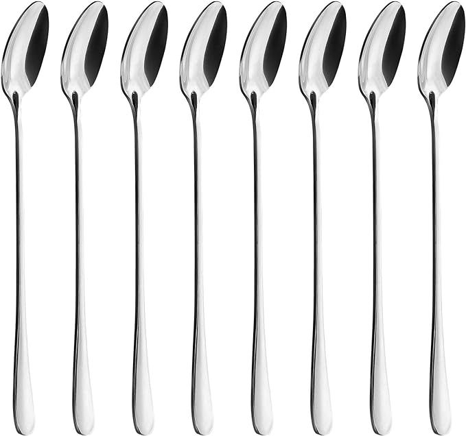 Long Handle Spoon, MCIRCO Stainless Steel Spoon Set Mixing Spoon Ice Cream Spoon Long Spoon Iced ... | Amazon (US)