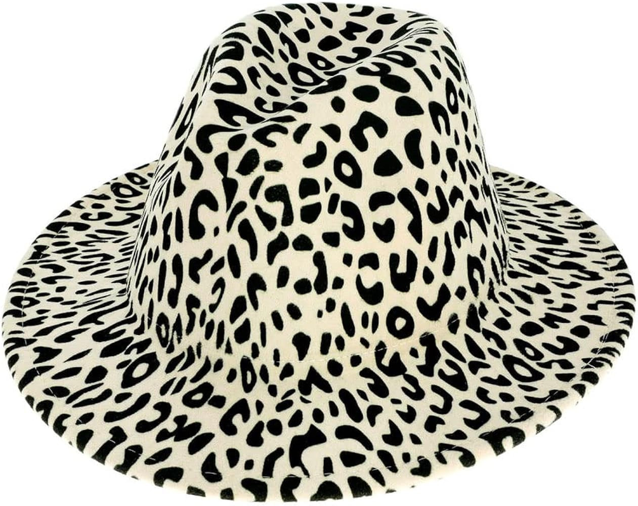 TOP HEADWEAR Leopard Cheetah Print Wide Brim Felt Fedora Panama Hat | Amazon (US)