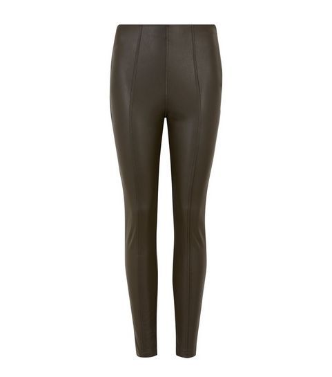 Khaki Seamed Leather-Look Leggings
						
						Add to Saved Items
						Remove from Saved Items | New Look (UK)