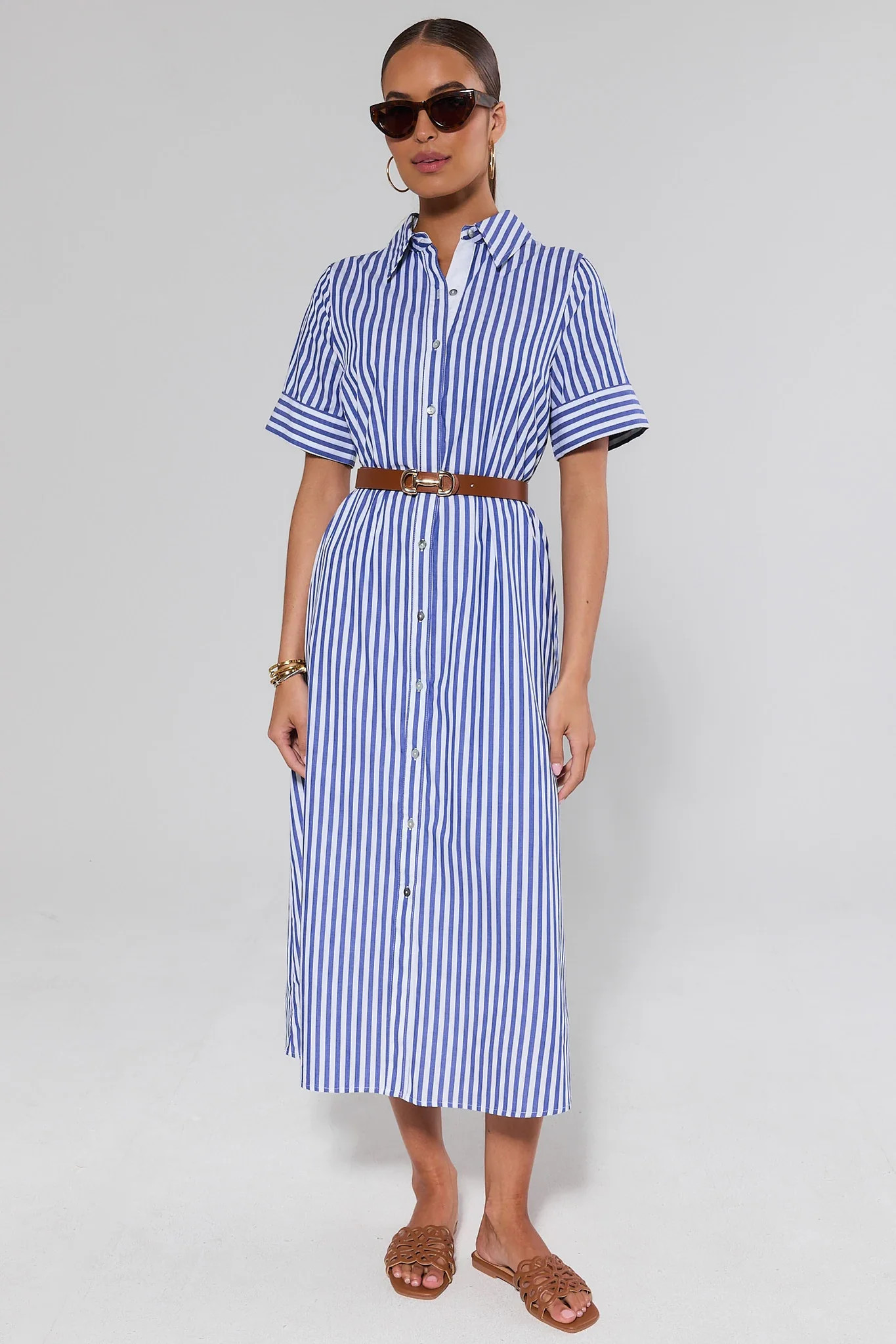 Juniper Blue Striped Midi Dress | Avara