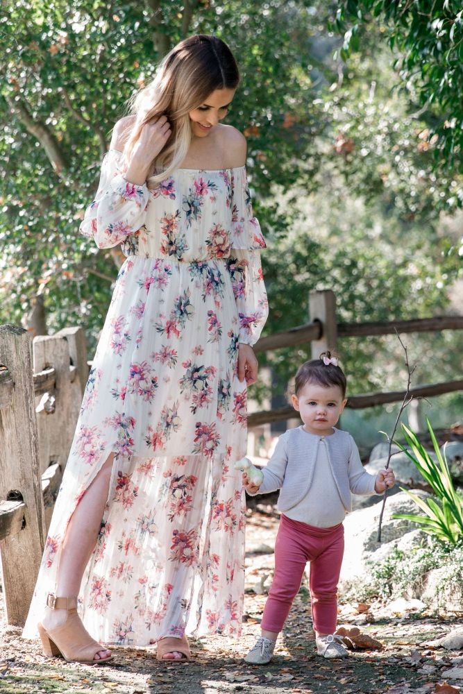 Ivory Floral Off Shoulder Maxi Dress | PinkBlush Maternity
