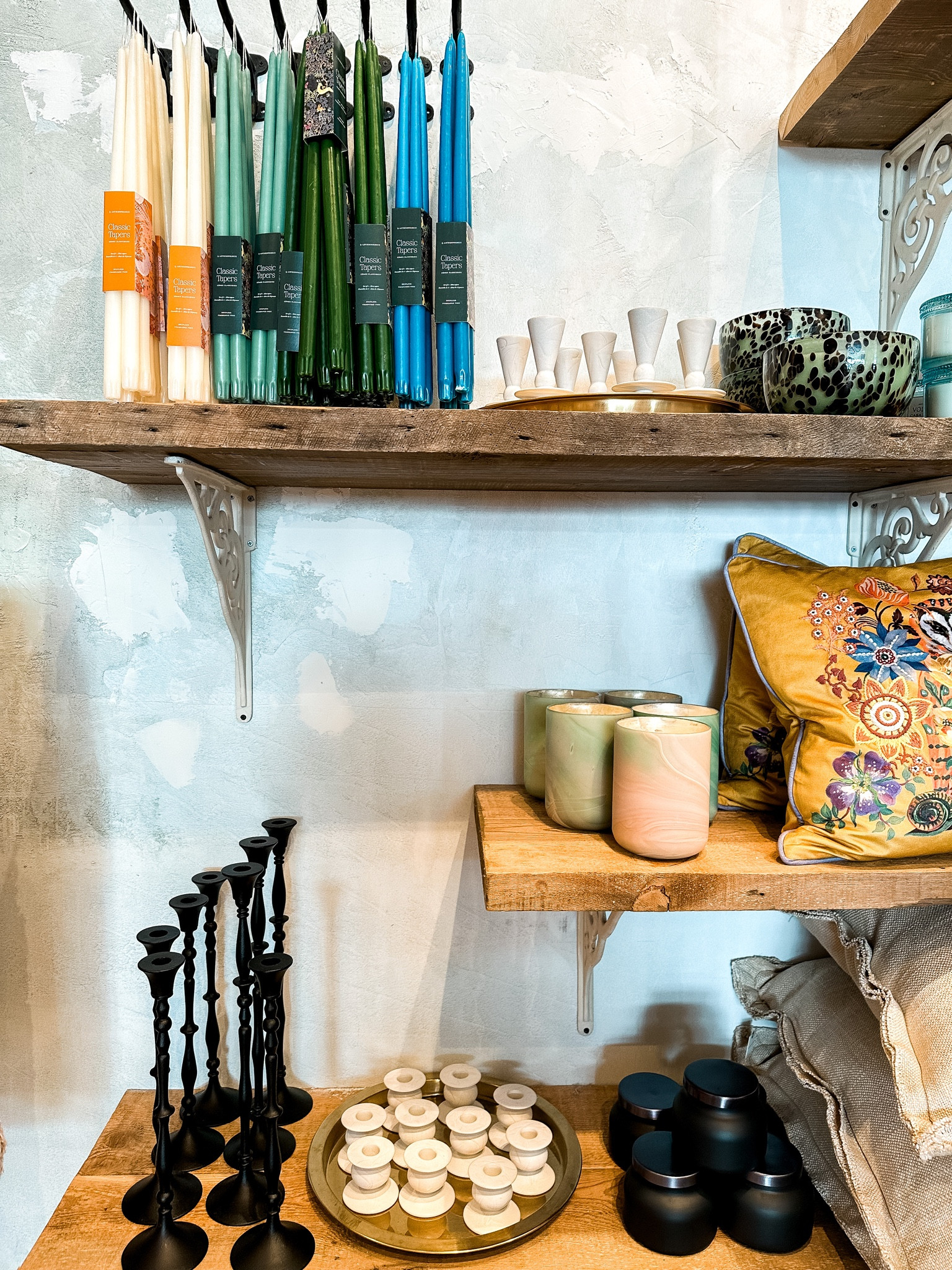 Give me everything in this photo - love a good neutral palette but with greens 🥬 and blues 🫐 
#anthrohome #candlesticks #homedecor #candles #springdecor 

#LTKhome #LTKFind #LTKunder50