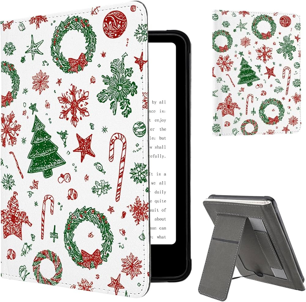 Festive Christmas Garland Snowflakes Stand Case for 7" Kindle Paperwhite 12th Gen 2024&Kindle Col... | Amazon (US)