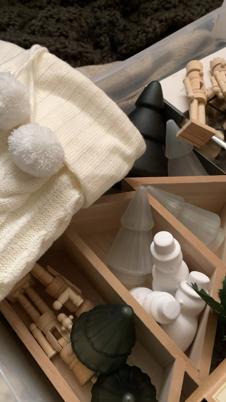 Christmas decor 🌲☁️✨ 
Mini trees and the 3 ceramic snowmans are from target bullseye playground also the wood Christmas tray 🫶🏻

#LTKstyletip #LTKSeasonal #LTKhome