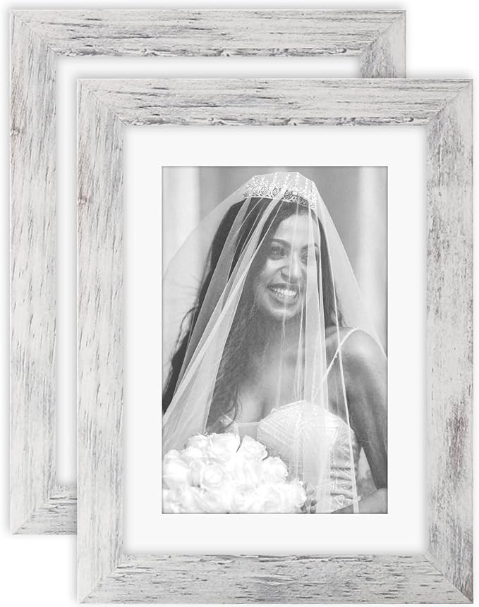 TOFOREVO Picture Frames 5x7 Set of 2 Distressed White Wood Grain Photo Frame for Gallery Wall Mou... | Amazon (US)
