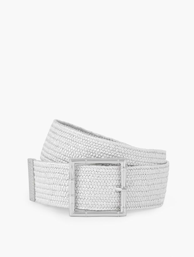 Bamboo Buckle Stretch Straw Belt - Silver | Talbots