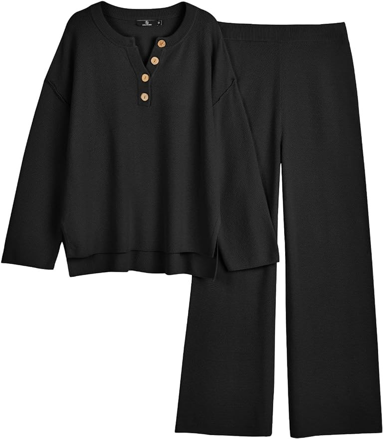 LILLUSORY Women's 2 Piece Lounge Sets Oversized Slouchy Matching Cozy Knit Sets | Amazon (US)