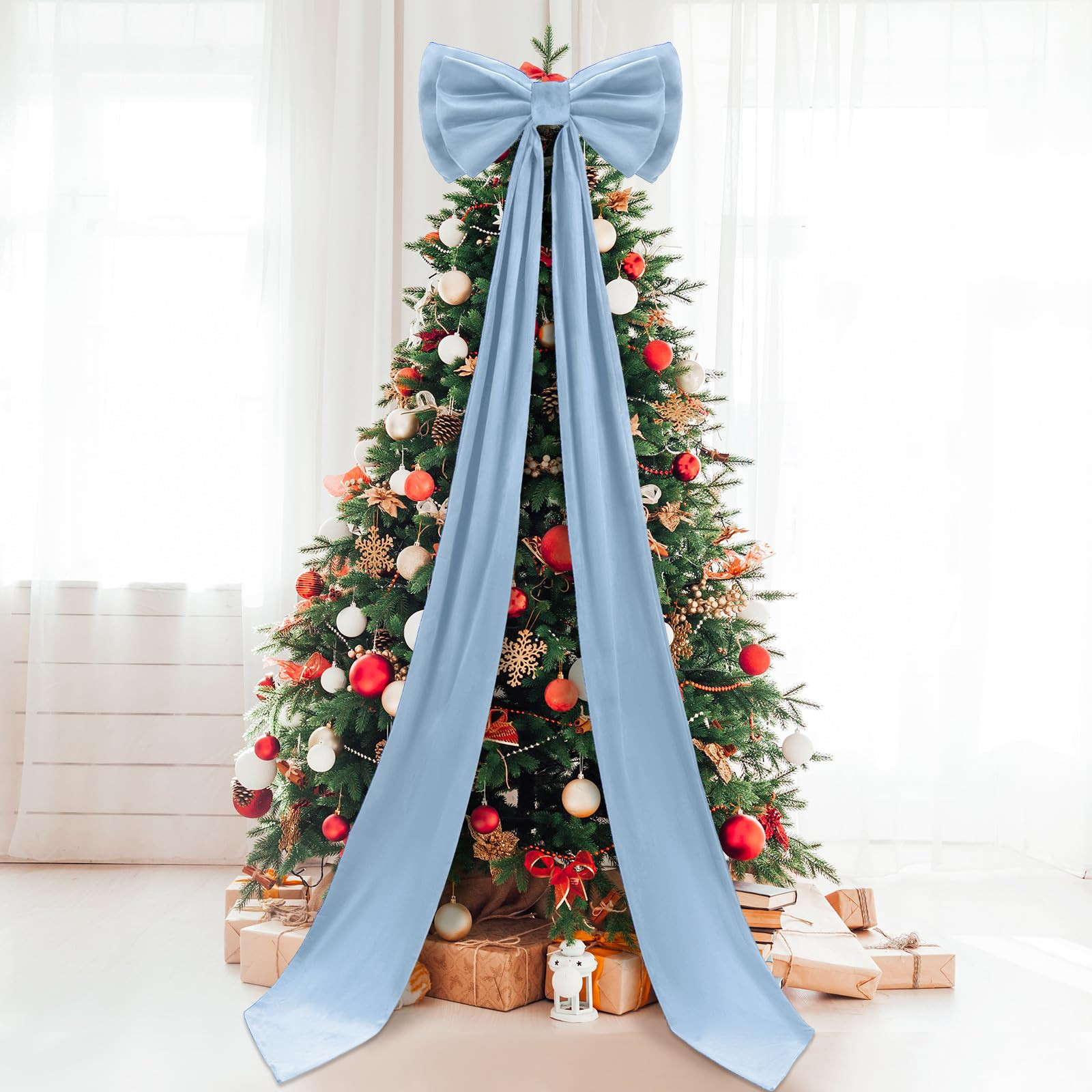 Giant Bow Decor Christmas Tree Topper Decoration Big Bows for Room Wall Backdrop 75x18 Inch Ribbo... | Amazon (US)