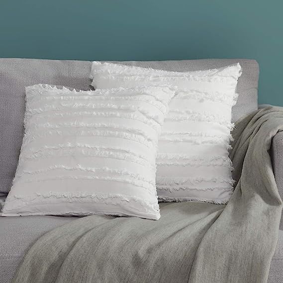 GIGIZAZA Decor Throw Couch Pillow Covers,20 x 20 Cotton White Sofa Pillows,Square Sofa Cushion Co... | Amazon (US)