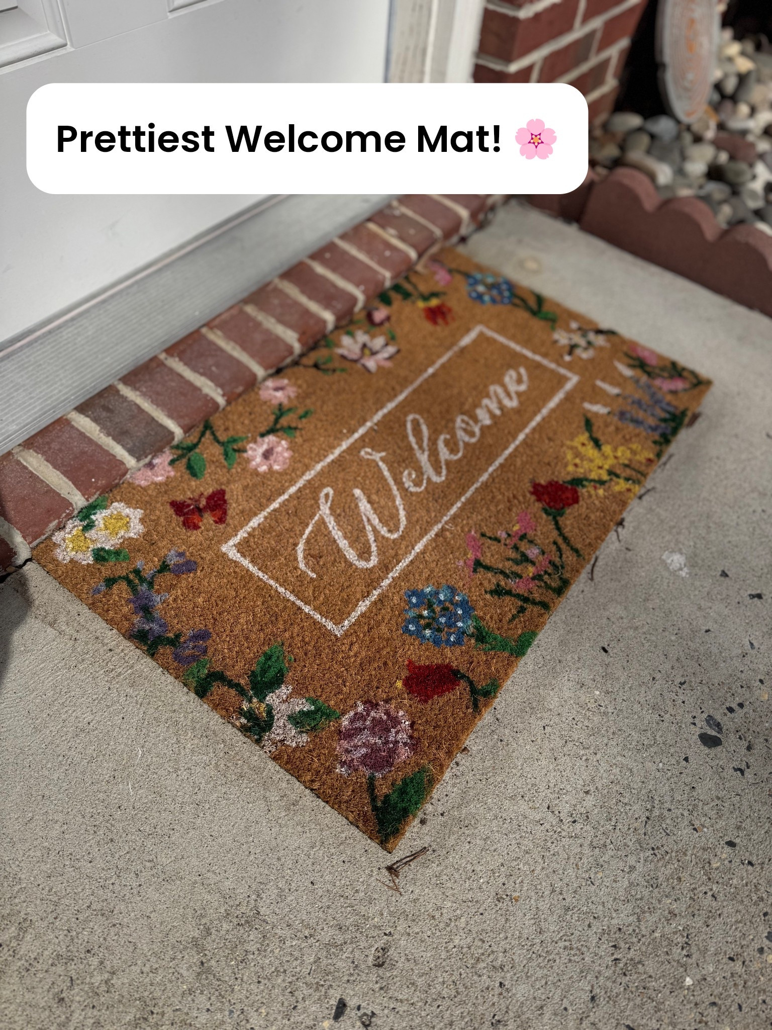 Prettiest welcome mat! 🌸

spring welcome mat, coir welcome mat, floral welcome mat, butterfly welcome mat, spring front porch decor, outdoor doormat spring, entryway decor ideas, cottagecore porch decor, seasonal door mat, spring home refresh, garden inspired decor, neutral porch styling, layered doormat look, affordable spring decor, wayfair home finds spring

#LTKSeasonal #LTKSaleAlert #LTKHome
