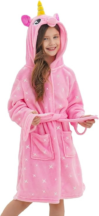Doctor Unicorn Soft Unicorn Hooded Bathrobe Sleepwear - Unicorn Gifts for Girls | Amazon (US)