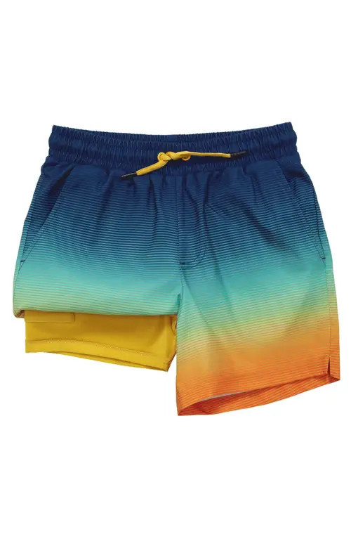 Rokka&Rolla Kids' Compression Liner Swim Trunks UPF 50+ in Neon Stripe at Nordstrom, Size Small | Nordstrom