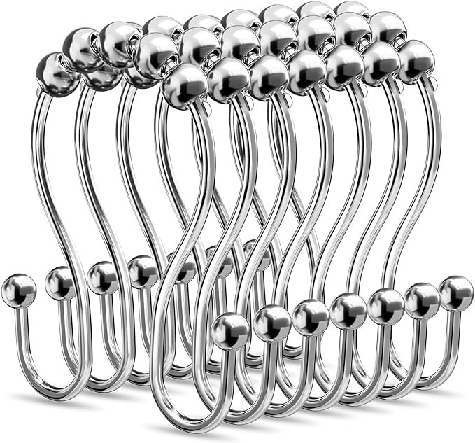 BBLHOME Shower Curtain Hooks, Shower Curtain Rings Rust Proof Metal Smooth Glide Double Shower Cu... | Amazon (US)