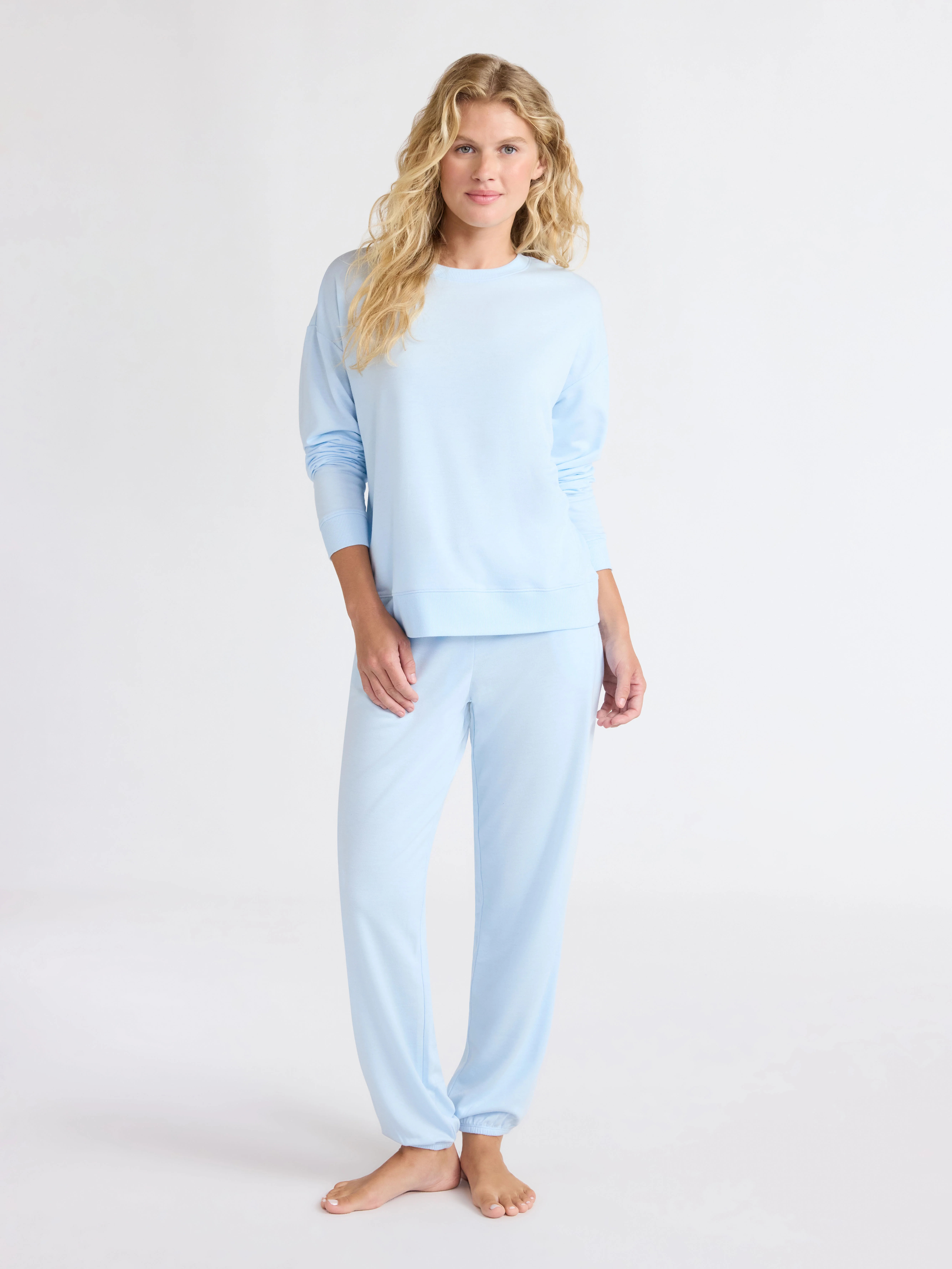 Joyspun Women’s Fleece Long Sleeve Top and Joggers Lounge Set, 2-Piece, Sizes XS-3X | Walmart (US)