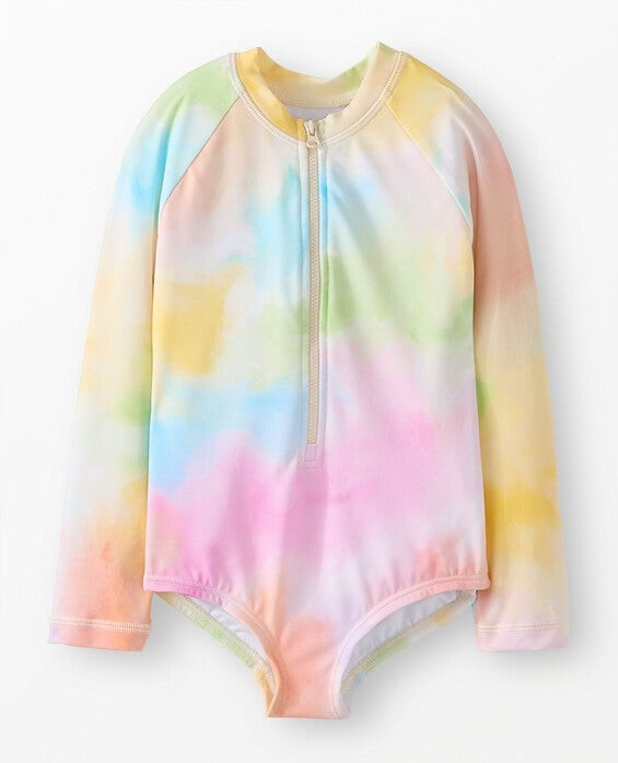Girls' Printed Tye Dye One-Piece Rash Guard Swimsuit - Size Big Kids 12 by Hanna Andersson | Hanna Andersson