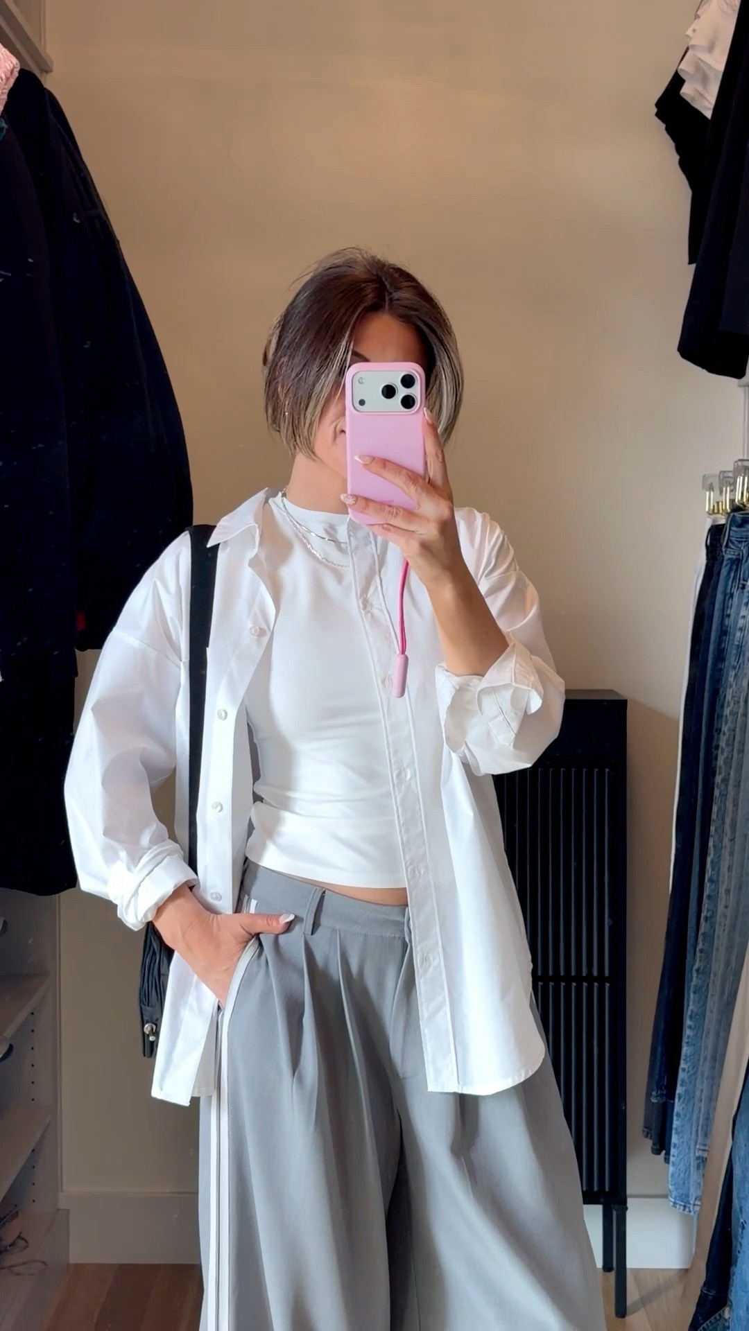 Content filming day for white double lined basic white tee styled with white button down and loose grey trousers

Revolve code: tulip
Electric picks code: emerson20
Vivrelle code: emersonhannon

Wearing my usual small/2 in most

Date night
Casual lunch
Workwear
Spring outfit
Shopping look
Mom looks
Everyday
Basic tee

#LTKSeasonal #LTKootd #LTKgrwm