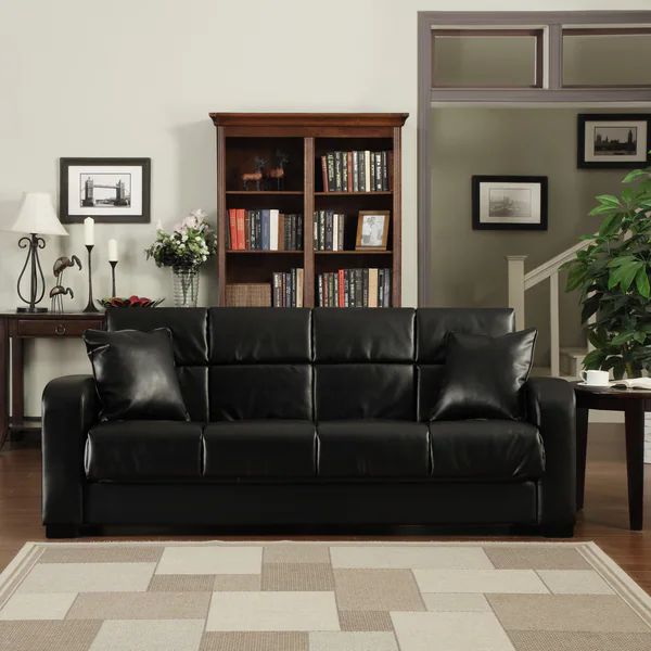 Portfolio Turco Convert-a-Couch Black Renu Leather Futon Sofa Sleeper | Bed Bath & Beyond