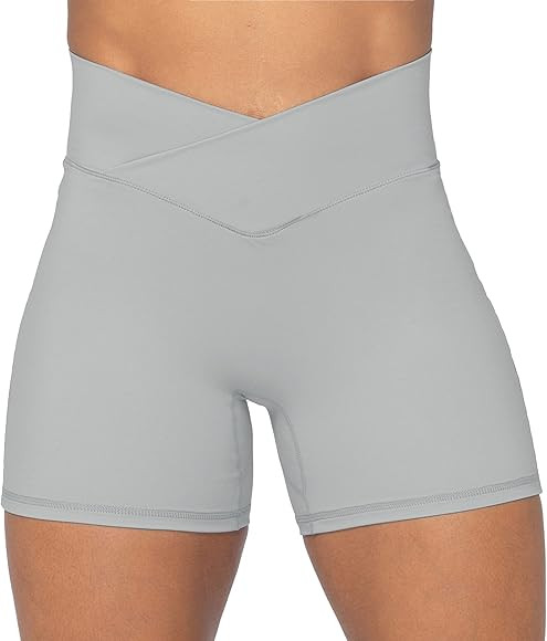 Sunzel Softmax Crossover Biker Shorts for Women, No Front Seam V High Waist Yoga Workout Gym Shor... | Amazon (US)