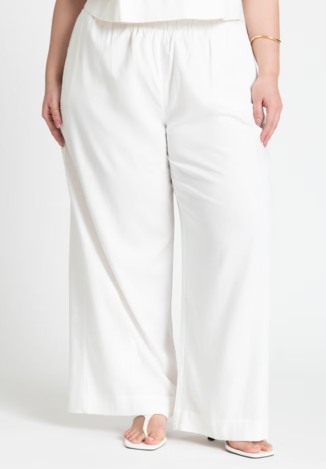 Easy Wide Leg Linen Pant | Eloquii