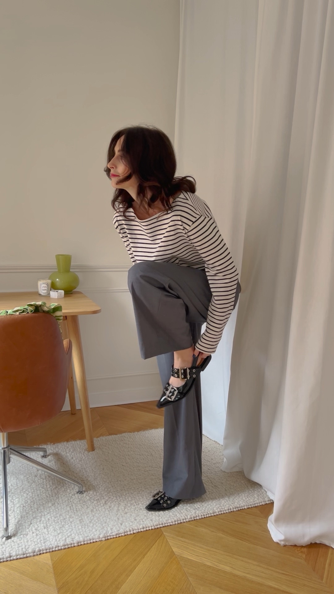 breton stripes, crop top, wide leg pants, ballet flats, oversized leather jacket, black handbag, black shoulder bag, black belt, silver hoops, by far, the frankie shop, h&m, cos, mango, uniqlo, isabel marant, arket, whistles, astrid & miyu, ganni, office outfit, office look  

*for the Ganni shoes, shop via @coggles and use discount code HANNI15 for 15% off + free NDD

#LTKSeasonal #LTKeurope #LTKstyletip